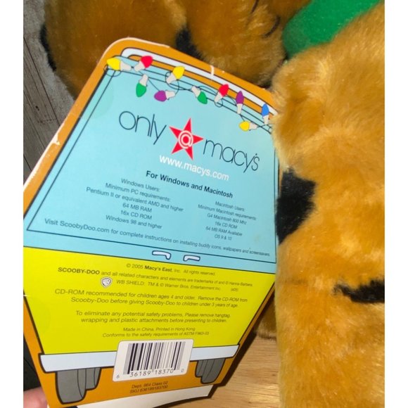 2005 Macy's 17" Scooby Doo Holiday Plush Stuffed Animal Toy CD-Rom - Picture 4 of 8